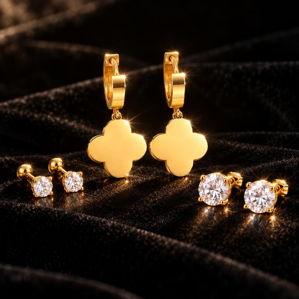 6pcs Luxury Multi-Style Earring Combo Set, Elegant Stackable